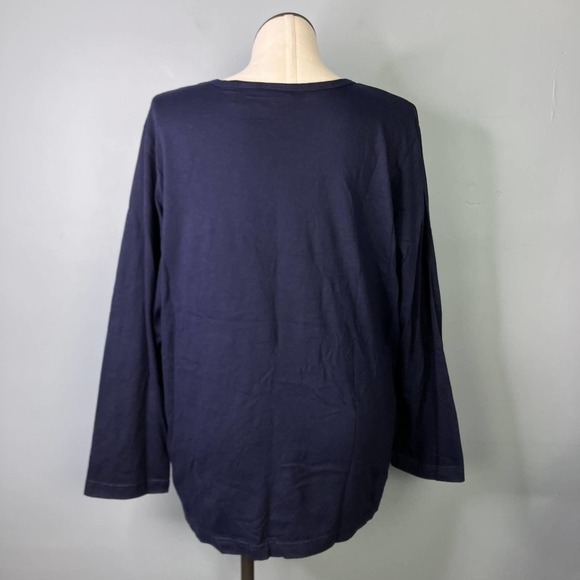 FASHION Bug Fall Autumn Teddy Bear Navy Blue Long Sleeve T-Shirt Plus Size 2X - Picture 3 of 16